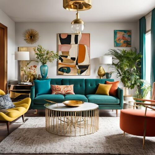 14 Bold and Colorful Mid Century Modern Living Room Ideas - Maleesha Perera - Lighting Ideas For Bold Decor