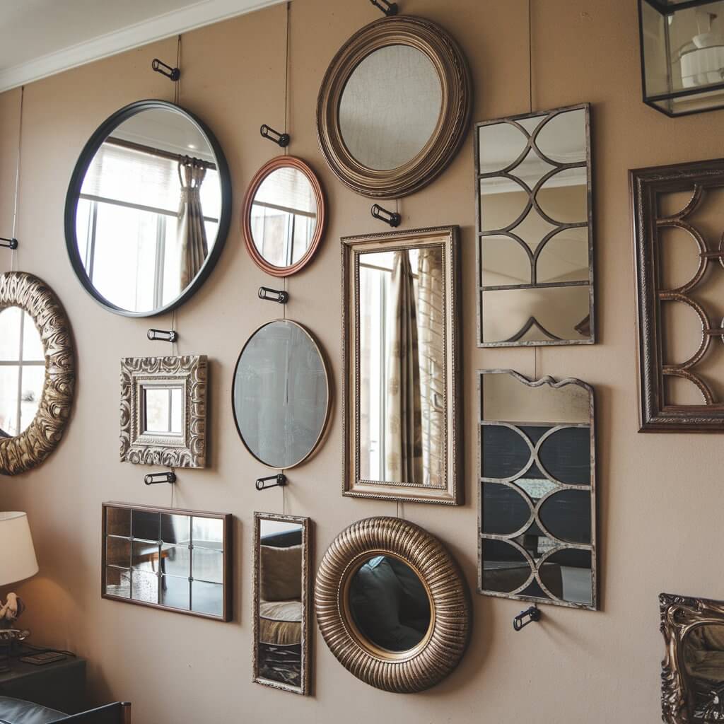 21 Unique Mirror Gallery Wall Decor Ideas - Maleesha Perera